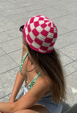 Gorro Cuadrados Rosa