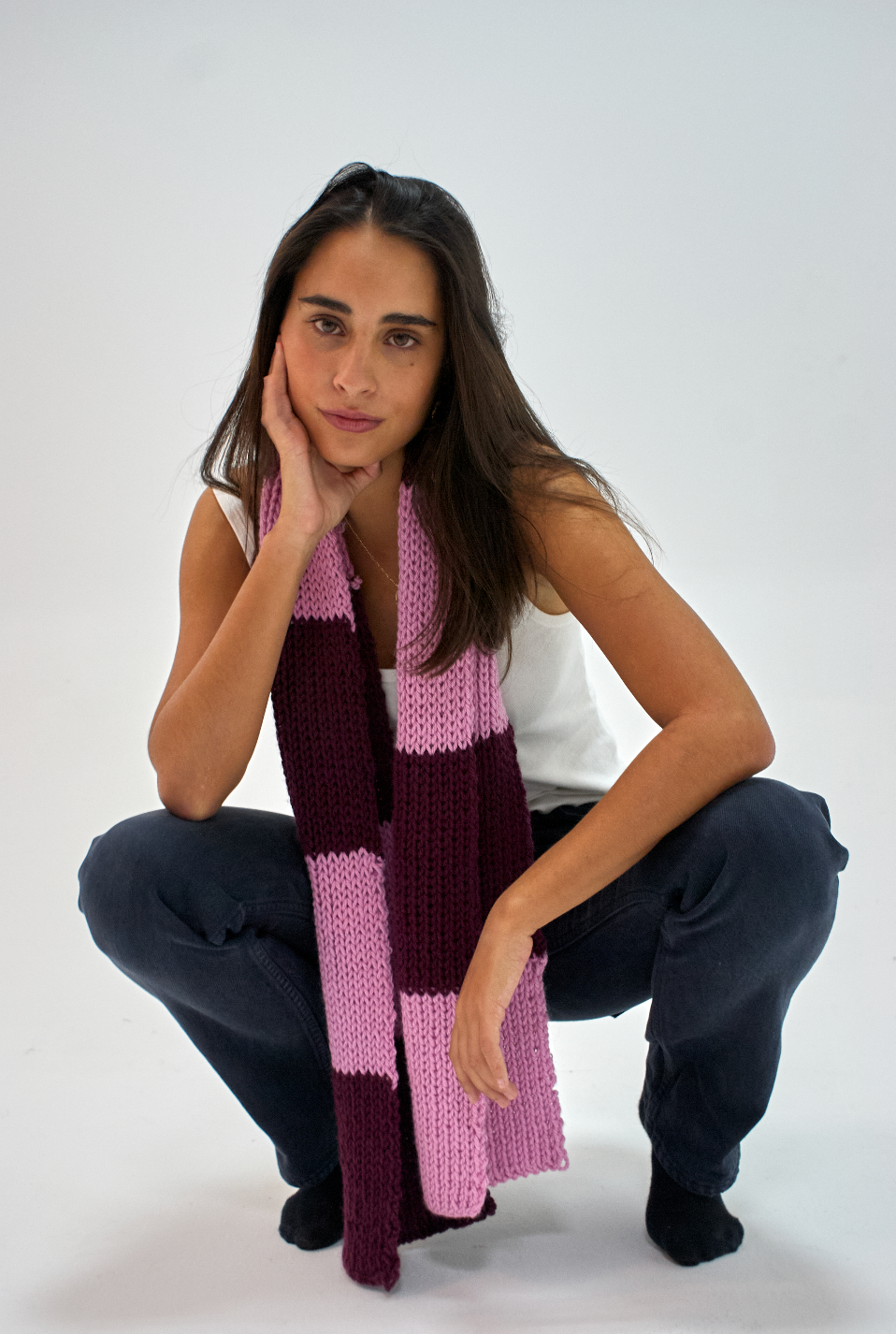 Bufanda School rosa y granate