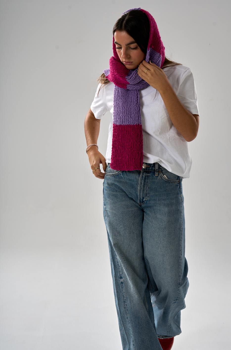 Bufanda School magenta y morado